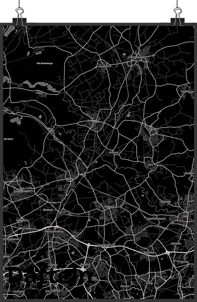 Mr. & Mrs. Panda Bild Datteln DIN A2 - Geschenk, drucke, Stadt, wanddeko, Plakat, kunstdruck poster, Dorf Karte Landkarte Map Stadtplan, Wandbild