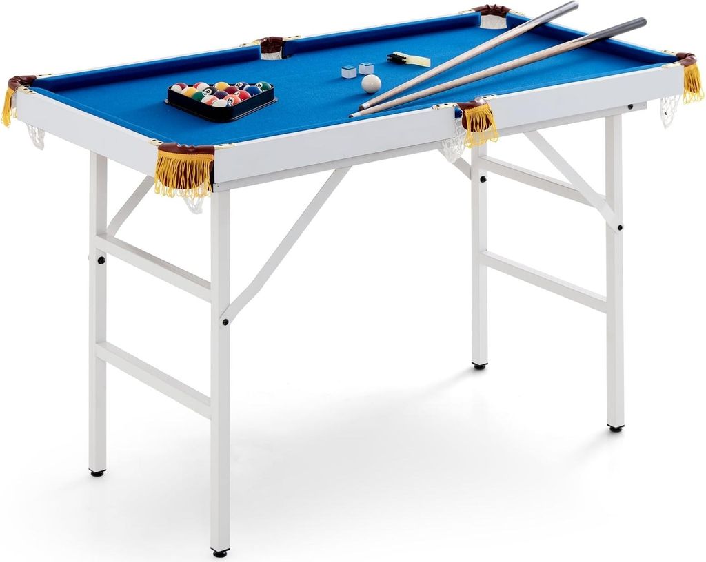 Klappbarer Billardtisch mit Queues, Kugeln, Kreide und Bürste