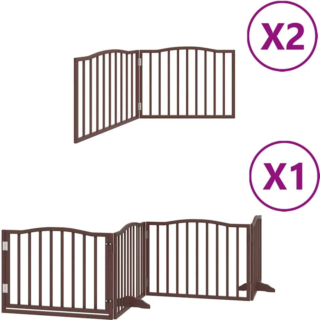Porte pour chien vidaXL pliable en bois de peuplier marron 640 cm