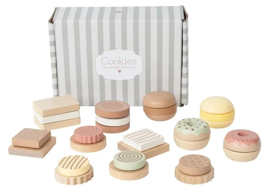 Boîte à biscuits en bois lot de 12 en pin naturel pour enfant BB12