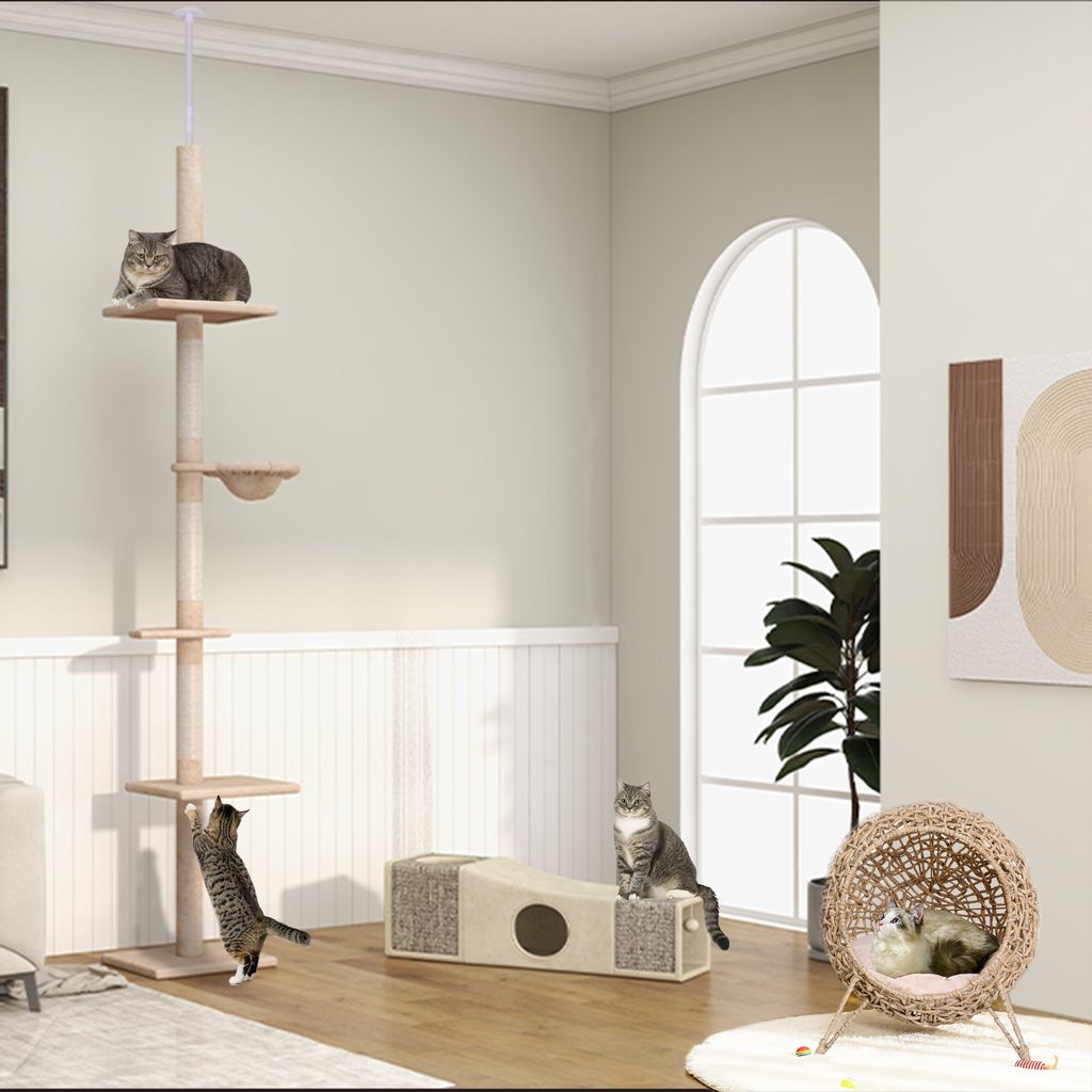PawHut Kratzbaum Deckenhoch höhenverstellbar, stabiler Produktbild 9