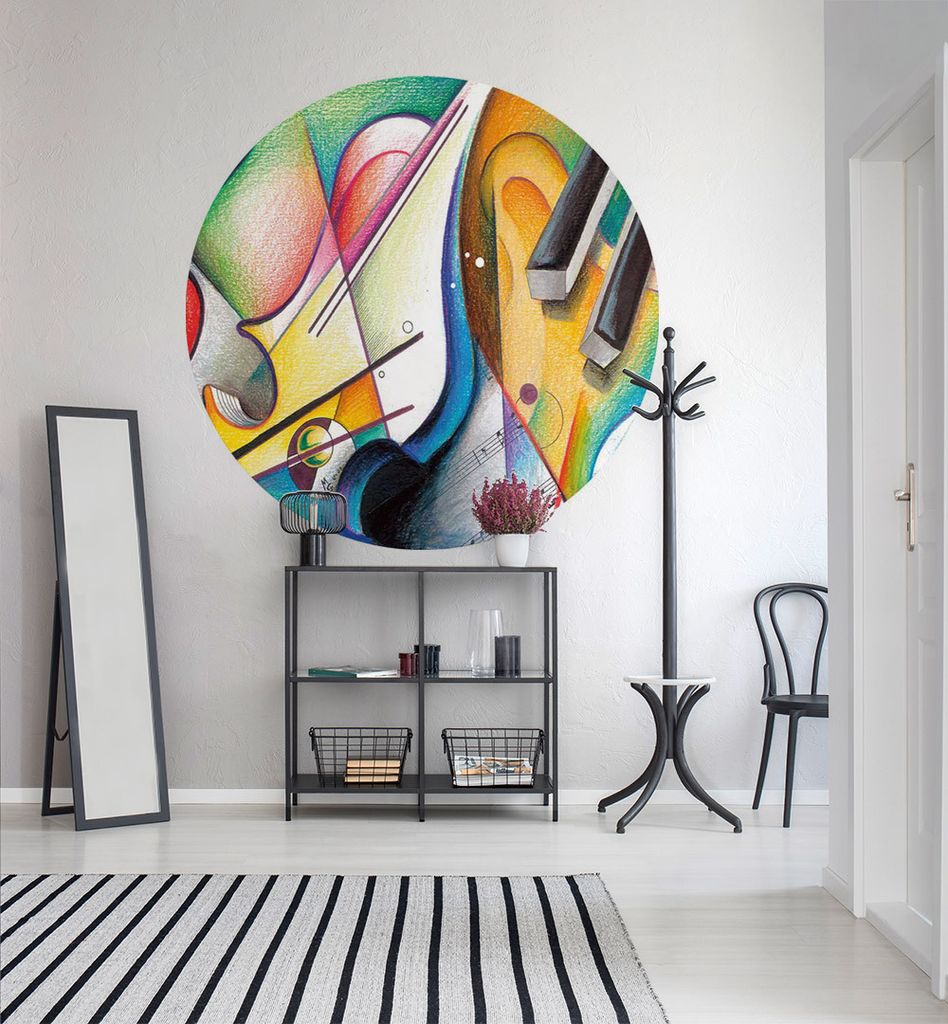 Fototapete Musik Illustration rund, Material:Premium Vlies 150g/qm, Größe Tapete:130cm rund