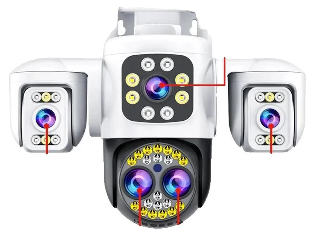 Caméra de sécurité extérieure 8K multi-objectifs pour maison connectée