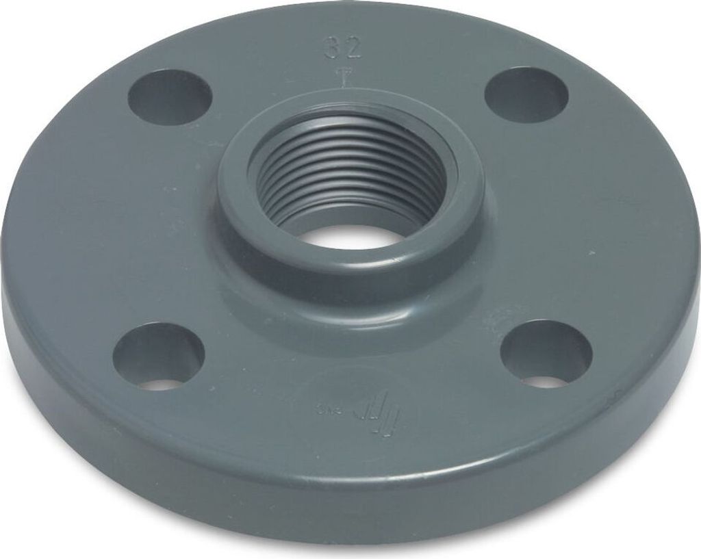 Profec Gewindeflansch PVC-U DIN Flansch DN20 x 3/4 Zoll Gl - LK 75 mit 4 x Ø 14 mm (PN10/16)