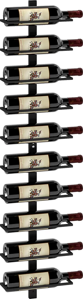 Casier à vin mural en acier noir robuste à 10 étages gain de place total