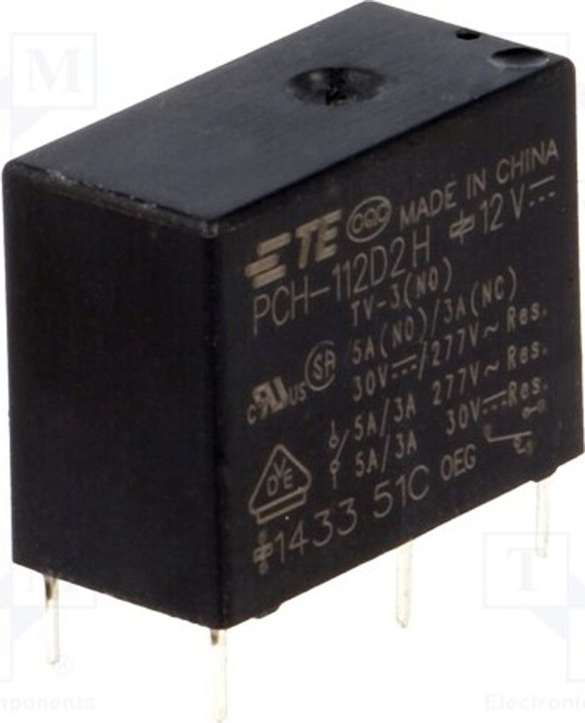 1x Relais: elektromagnetisch USpule : 12VDC 5A/277VAC Mini 9-1440003-3 Elektroma