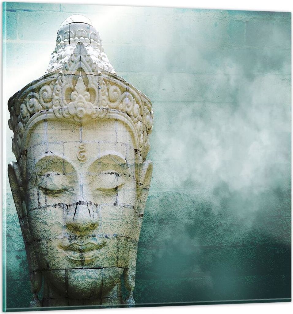 Bilder auf glas - Einteilig - Buddha Grafik Türkis - 50x50cm - Glasbilder - Wandbilder - Bilder - zum Aufhängen bereit - Wanddekoration aus Glas ...