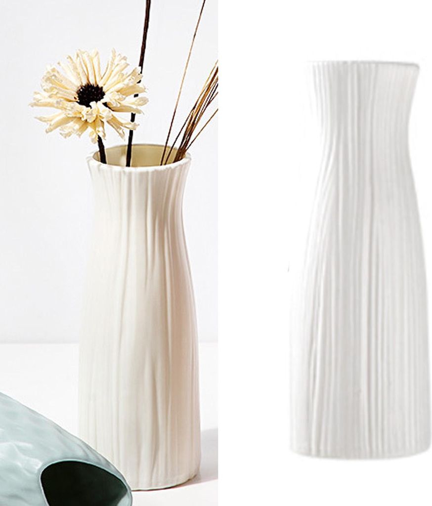 Blumenvase Nordischer Stil Simulierte Blumenvase Nachbildungation für Wohnzimmer Esszimmer A Typ Klein Weiß