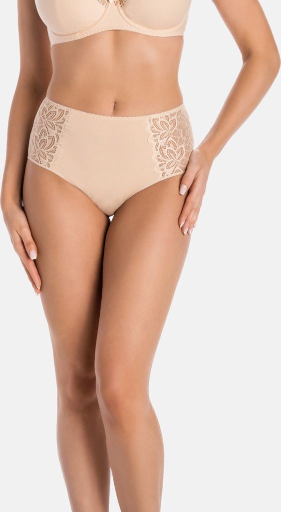 Teyli Hohe Taille Baumwollslip mit floraler Spitze Eco Exclusive Female 1109 beige 3XL