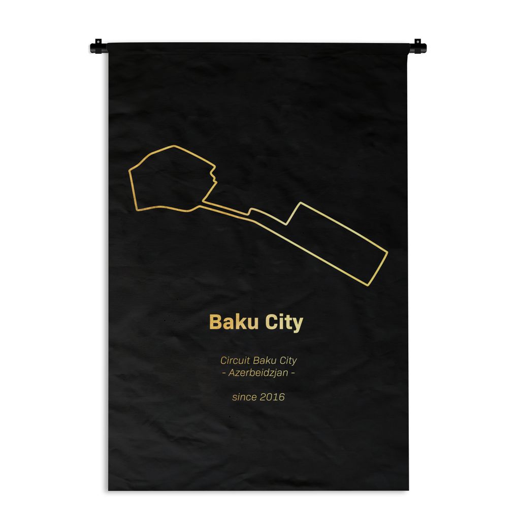MuchoWow Wandteppich Wandbehang Baku - Formel 1 - Rennstrecke 90x135 cm Tapisserie Dekoration Wandtuch - Baumwolle - Wandskulptur