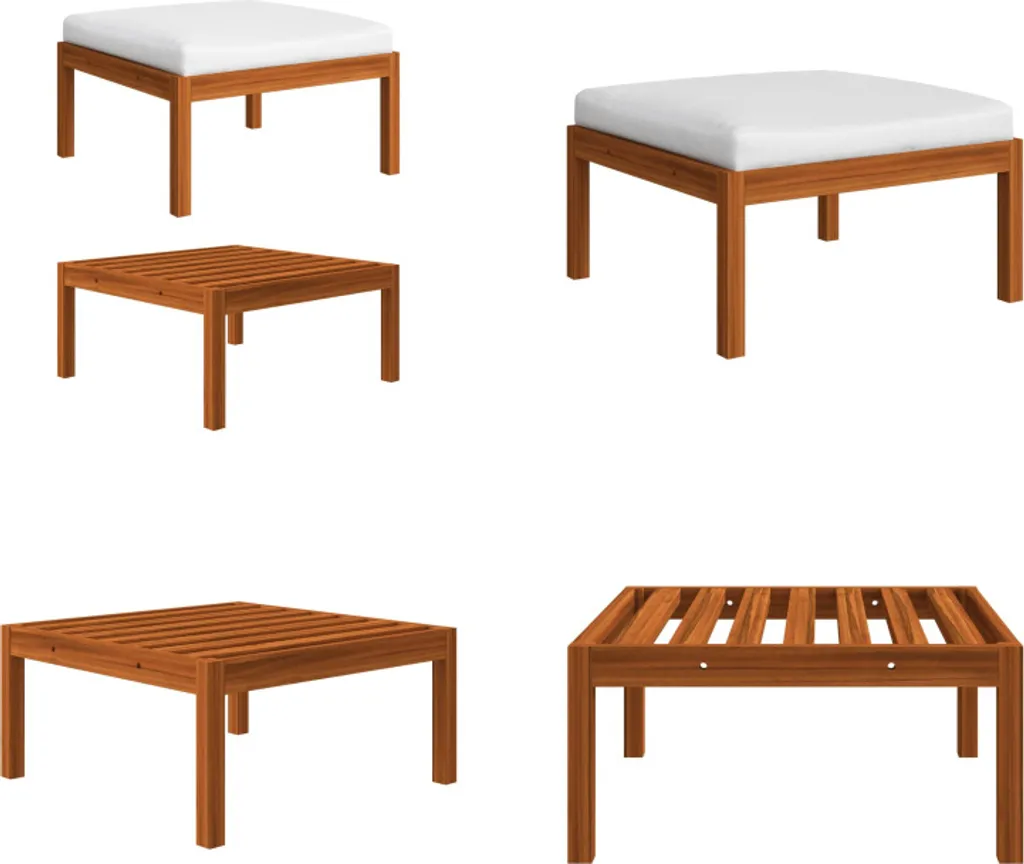 Sgabello in Legno Acacia Massiccia vidaXL - Poggiapiedi con Cuscino
