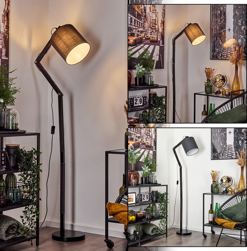 Tercimonte »Tercimonte« moderne Stehlampe aus Metall/Holz/Stoff in Schwarz/Weiß