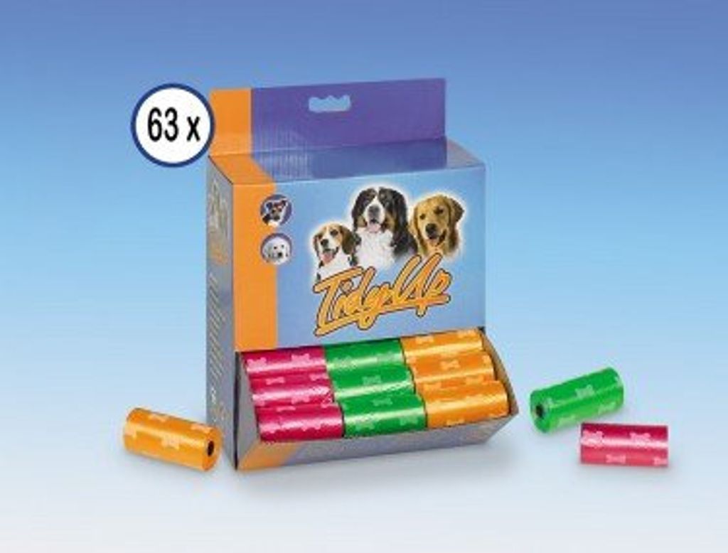 Nobby TidyUp Kotbeutel mit Knochendruck Display 63 Rollen á 15 Beutel