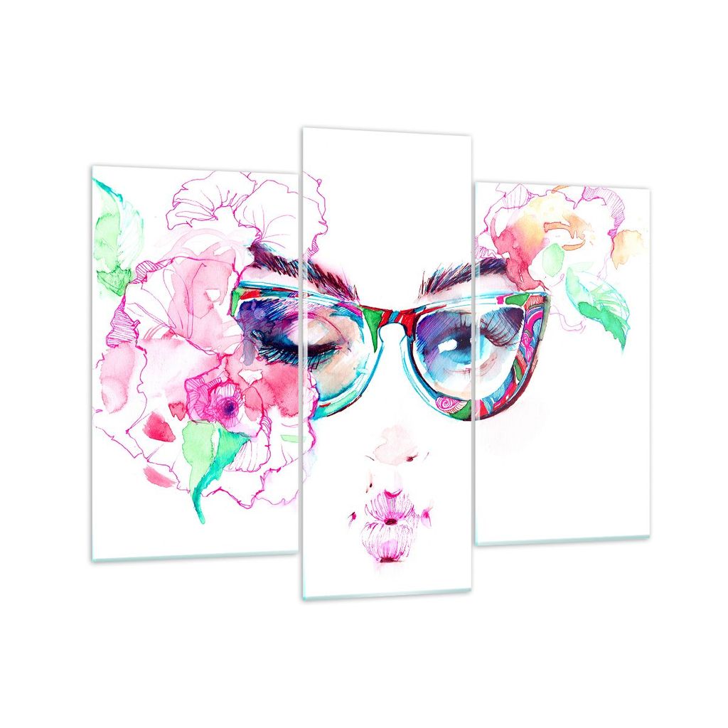 Bilder auf glas - Gläser Augapfel weiblich Farbe - 130x100cm - Glasbilder - Wandbilder - Kunstdruck - zum Aufhängen bereit - Wanddekoration aus G...
