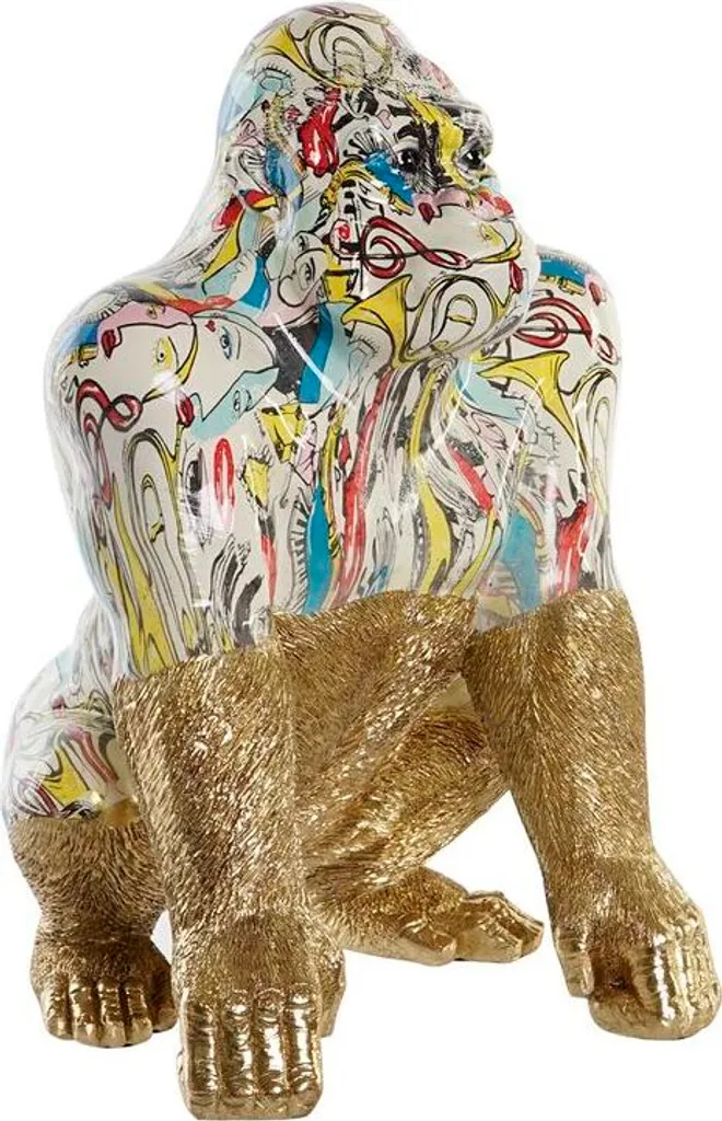 Sculpture Gorille en Résine Dorée 41 cm - Décoration Multicolore DKD