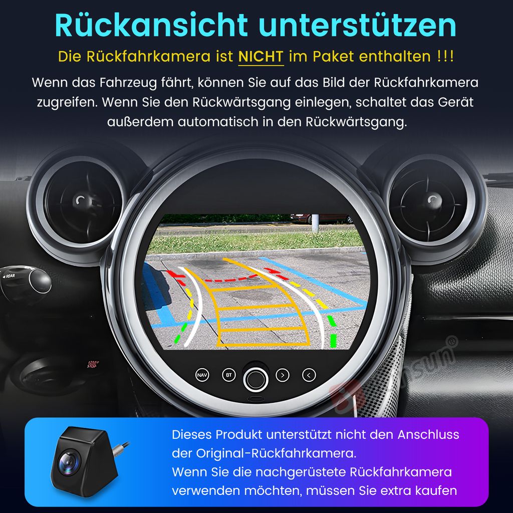 8-Kern 64GB CarPlay Android 14 Autoradio GPS Navi Für BMW Mini Cooper DAB+BT 5.0