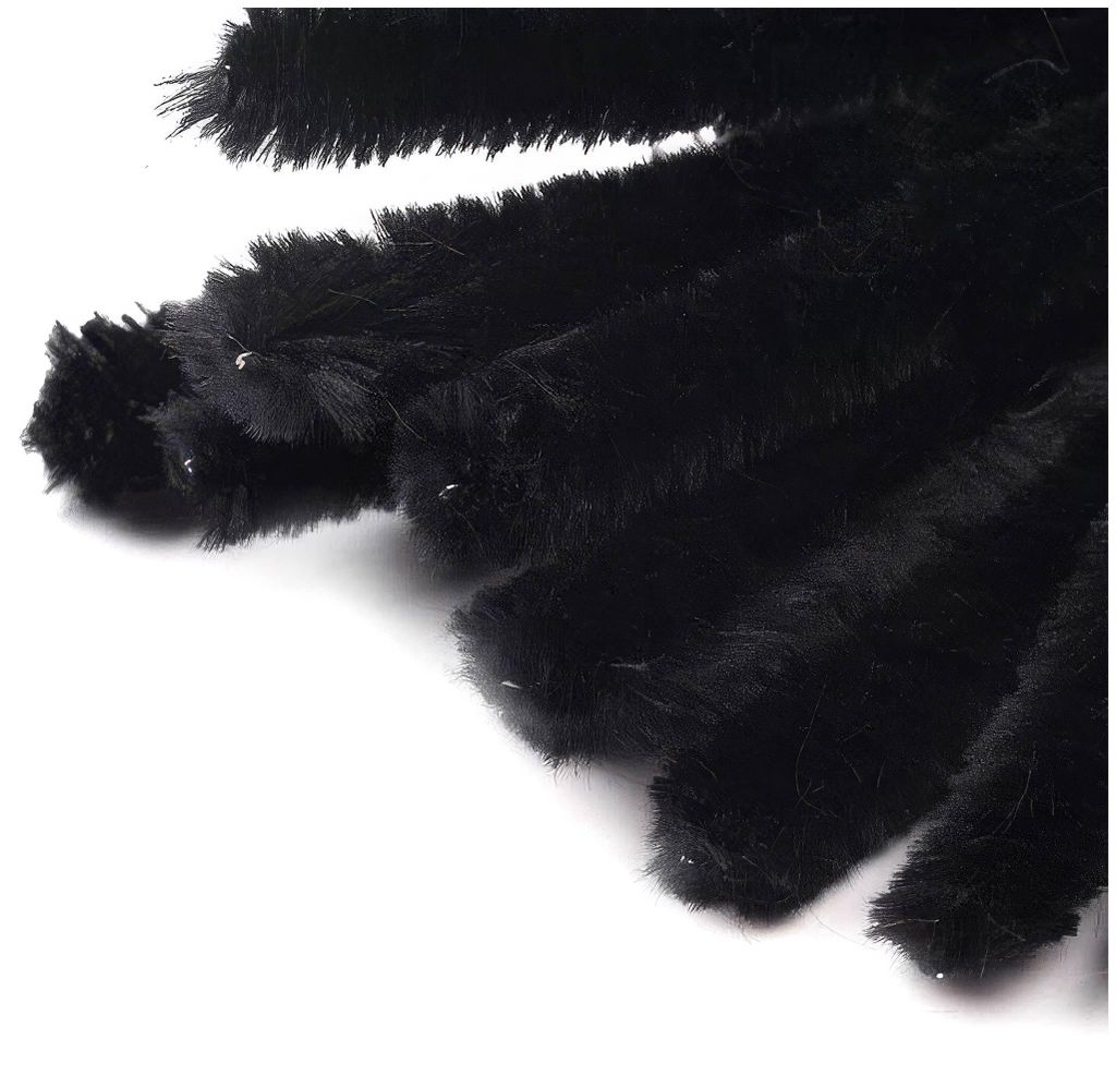 Schwarze Pfeifenreiniger 9mm Basteldraht plüschig Chenille.