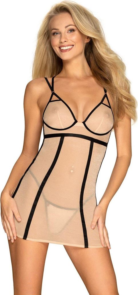 Nudelia y Kleid mit Tanga - Hautfarben/Schwarz Produktbild 