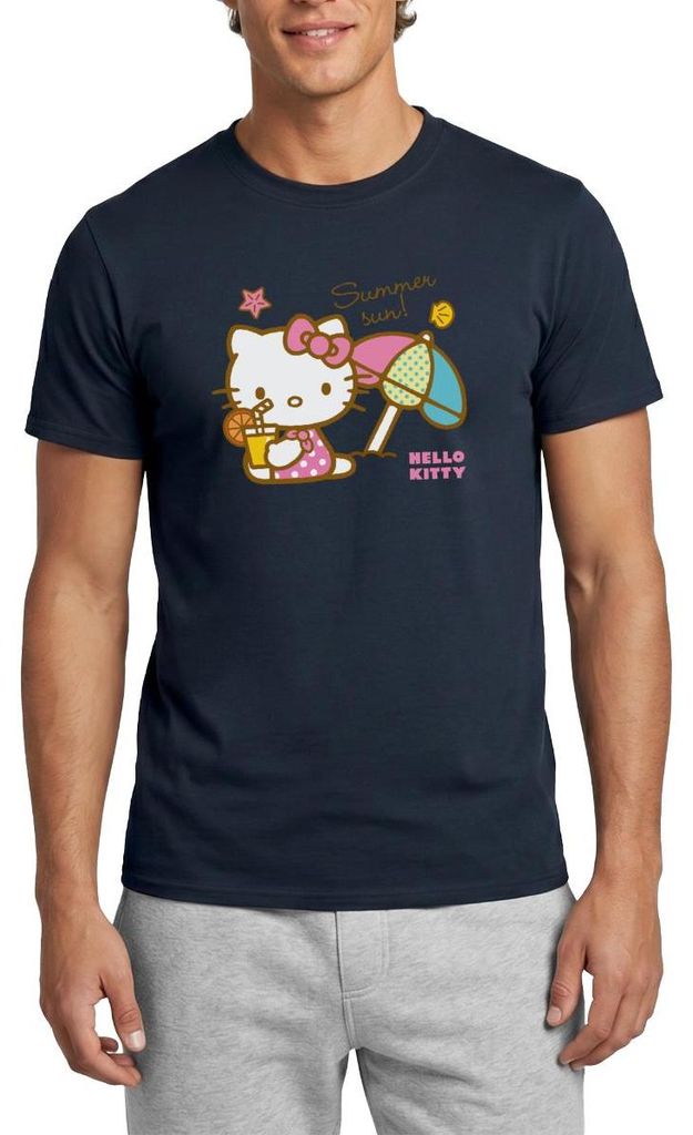 Spreadshirt Hello Kitty Am Strand Summer Sun Männer T-Shirt, L, Navy