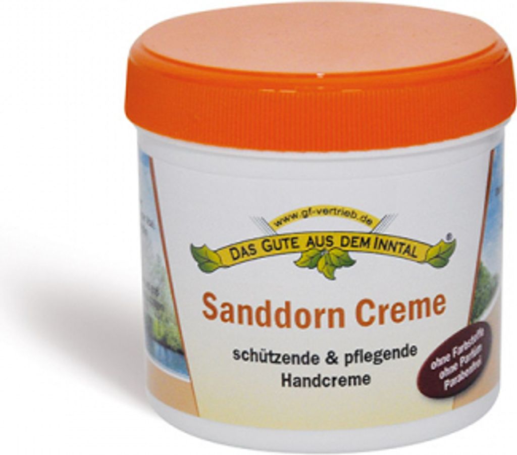 Inntaler Naturprodukte Sanddorn Creme | 200 ml | schützende Handcreme | mit Olivenöl, Urea und Sheabutter