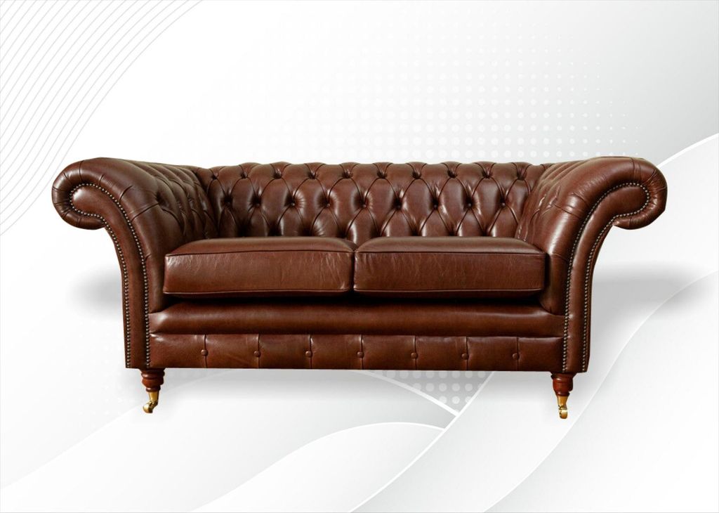 Chesterfield Sofa 2 Sitzer Polster Design Couchen Sofas Garnitur Original Braun