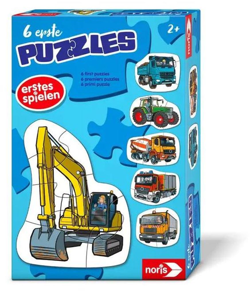 Noris 6 erste Puzzles - Fahrzeuge, Kinderpuzzle, Kinder Puzzle, Legespiel, ab 3 Jahren, 606012167