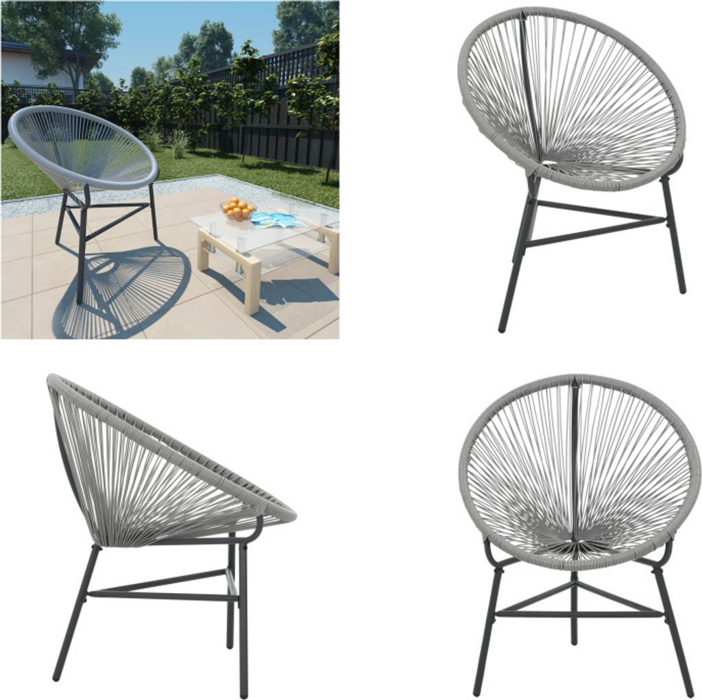 vidaXL Garten Mond Stuhl Poly Rattan Grau - Moon Chair - Moon Chairs - Moonchair - Moonchairs