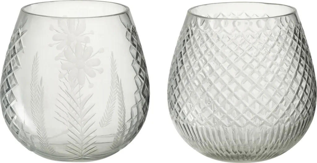 Photophores en Verre Transparent J-Line Bien - Lot de 2 Supports Bougie