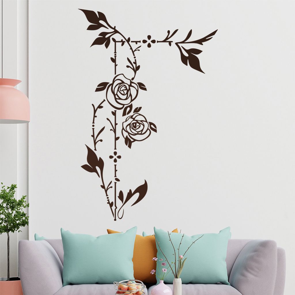 Rosenranke - Linien Wandtattoo in 6 Größen - Wandaufkleber Wall Sticker - Dekoration, Küche, Wohnzimmer, Schlafzimmer, Badezimmer