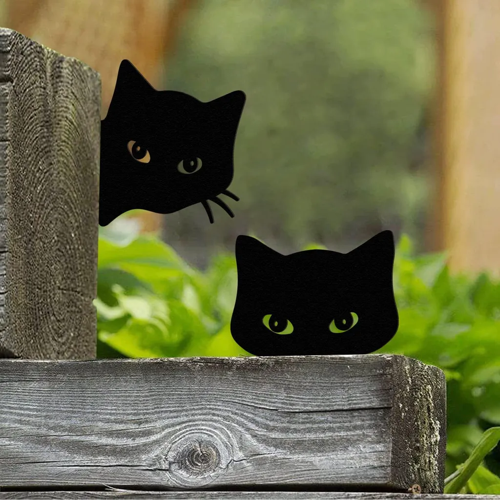 Chat Noir Décoratif Métal Incassable Résistant Intempéries pour Pelouse