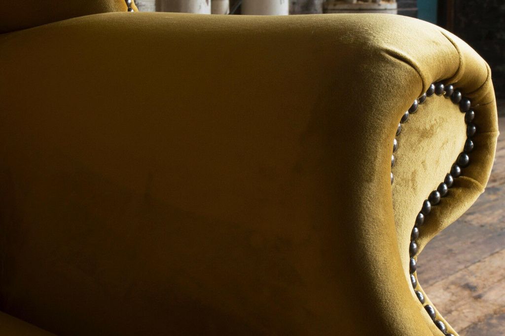 Chesterfield Sessel Fernseh Couch Ohrensessel Sofa Textil Couchen Polster Gelb