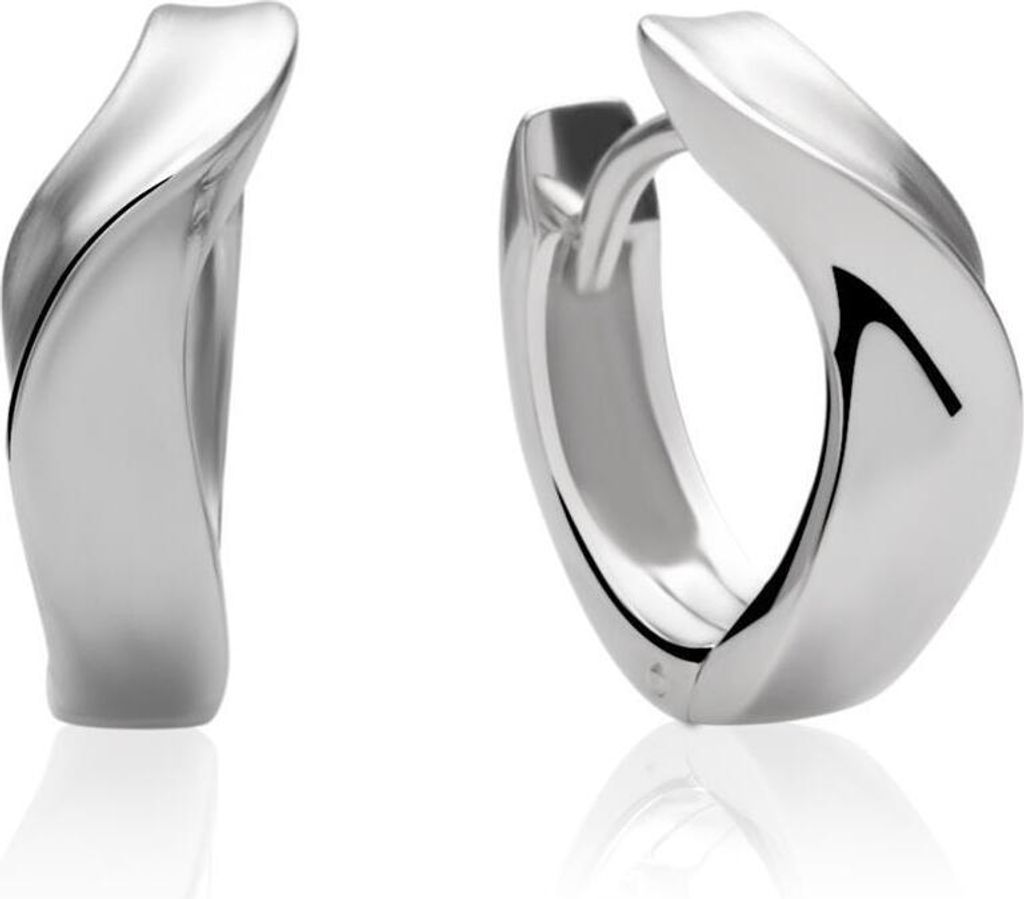 Teilmattierte Klappcreolen 925 Silber rhodiniert SE0779