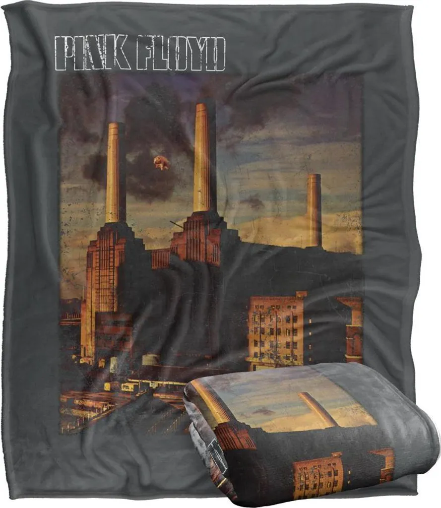 Couverture Pink Floyd Animals en polaire supersoft grise et bleue