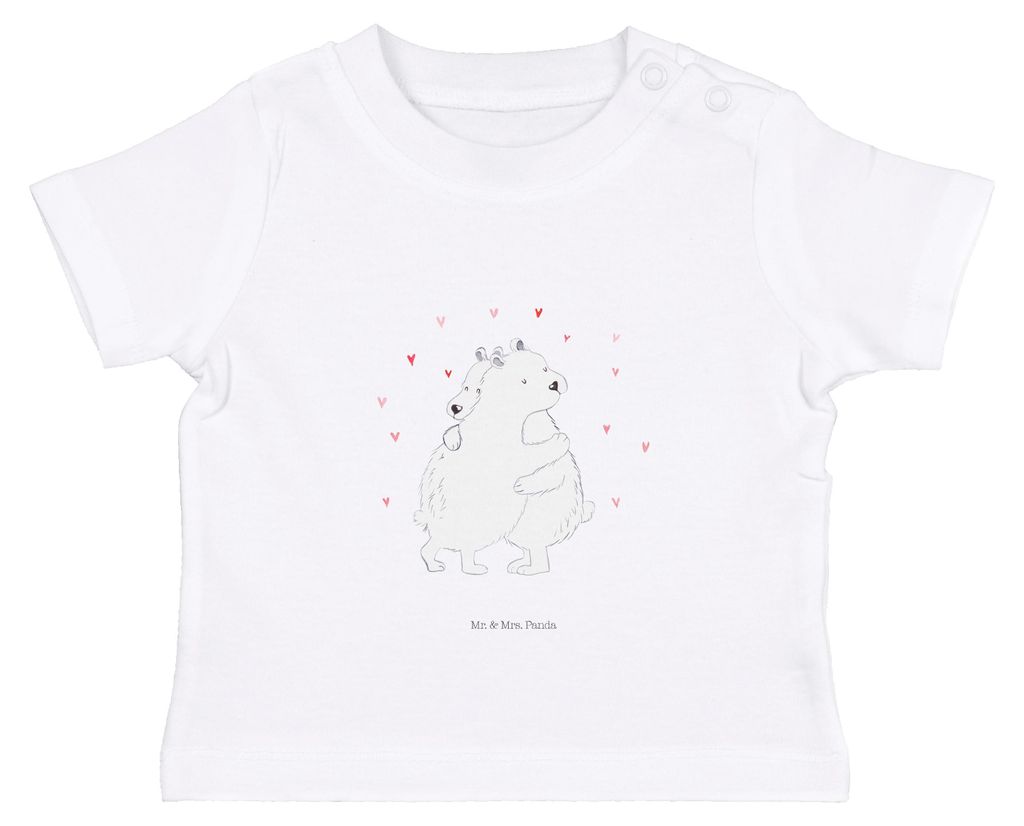 Mr. & Mrs. Panda T-Shirt Eisbär Umarmen 6. - 12. Monat - Weiß - Geschenk, Organic Baby Shirt, Lustige Sprüche, Babyshirt