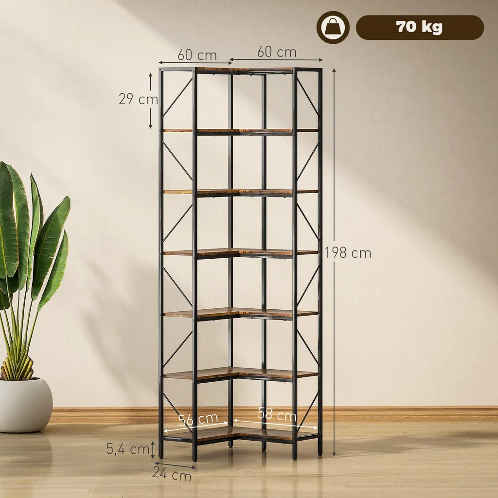 Meuble d'angle de rangement 7 niveaux pour optimiser vos petits espaces