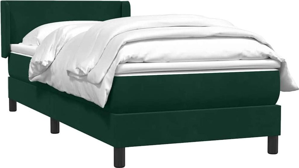 vidaXL Boxspringbett mit Matratze Dunkelgrün 80x220 cm Samt