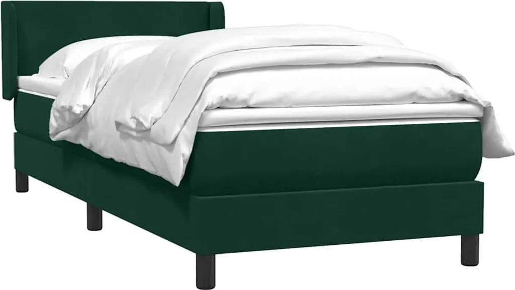 Fini le Mal de Dos : Lit Boxspring Velours Vert 80x220 cm avec Matelas