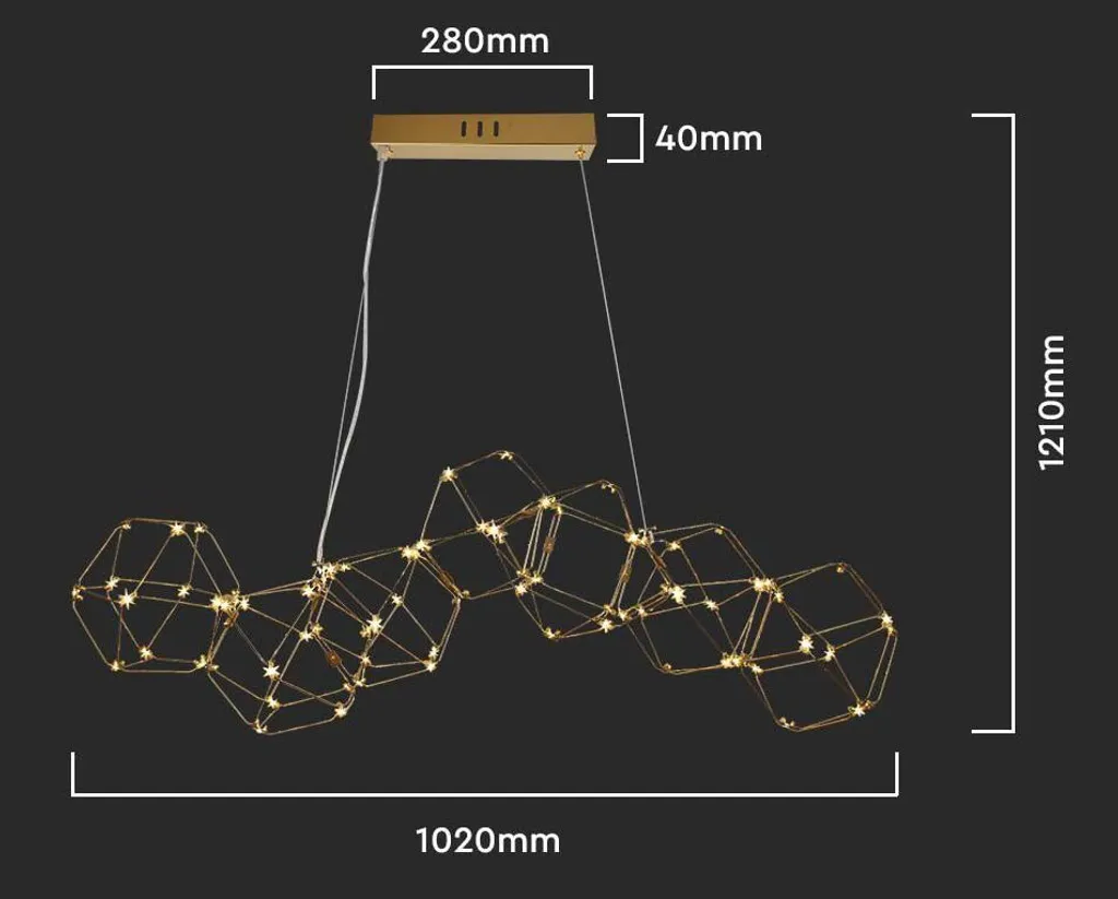 Lustre LED suspendu doré pour salon et salle à manger style contemporain - 7