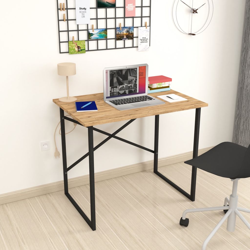 Gowoll Schreibtisch Kleiner Tisch Computertisch 90x60x75 cm Tischplatte Holz Tische Laptoptisch Bürotisch Klein Schreibtische Braun