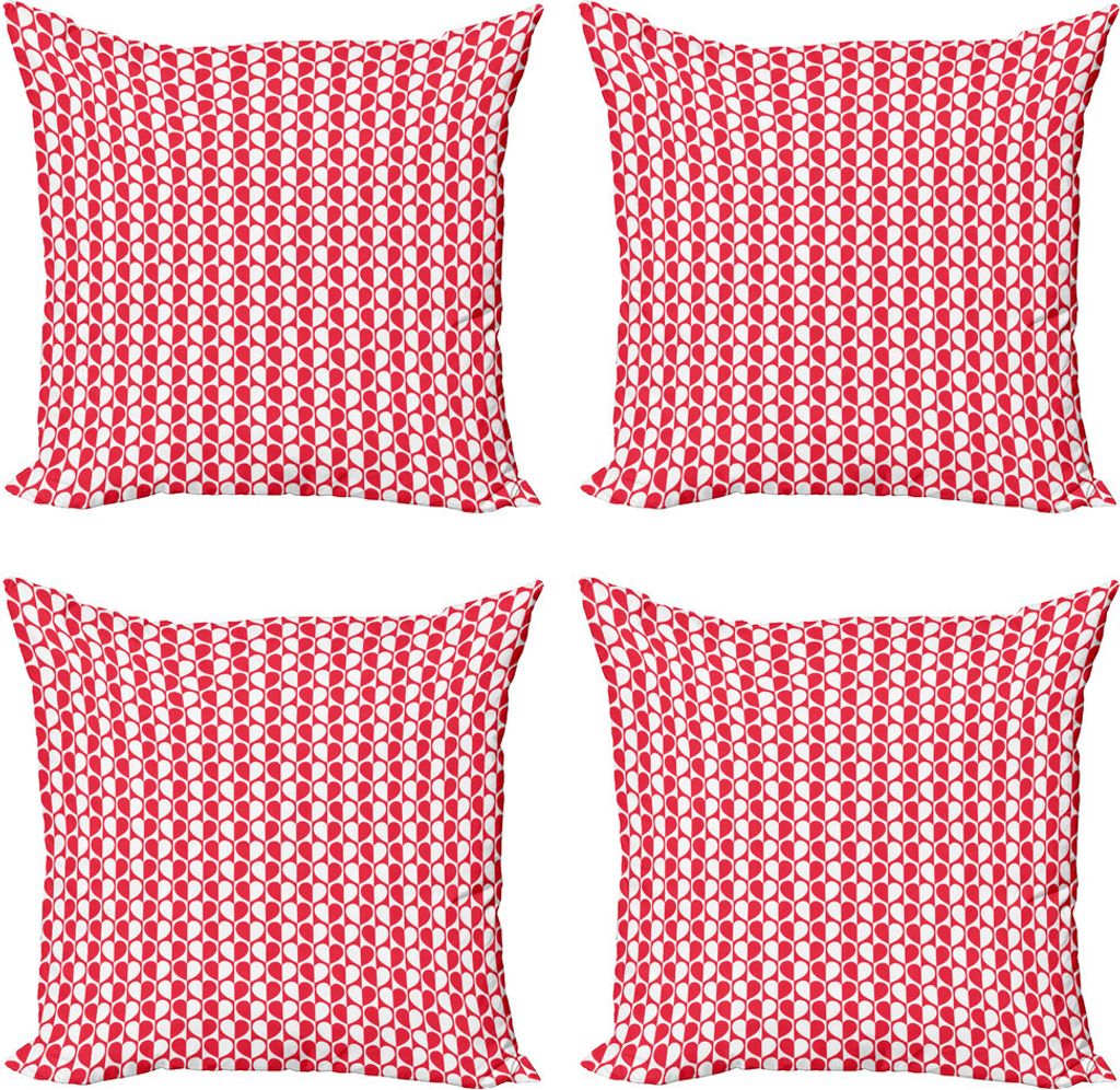 ABAKUHAUS Vintage Valentine Kissenbezug Set (4 Stück), monochrome Herz, Moderner Doppelseitiger Digitaldruck, 50 cm x 50 cm, Dark Pink und Weiß