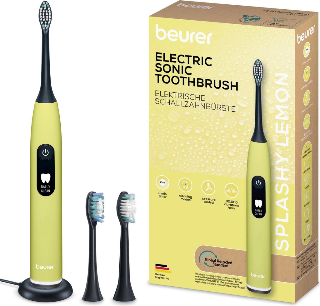 Beurer SC 50 splashy lemon Schallzahnbürste Green Planet Produktbild 