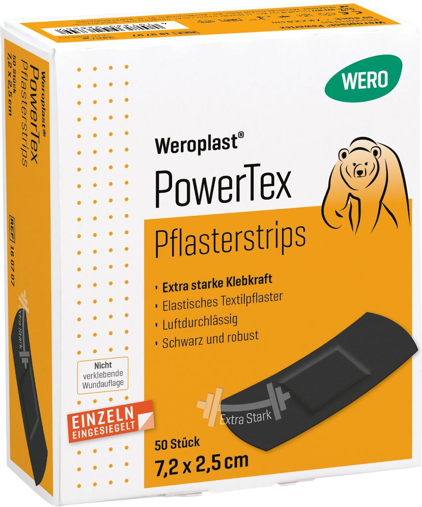 Weroplast PowerTex Pflasterstrips 7,2 x 2,5 cm, 50 Stk/Pkg Produktbild 