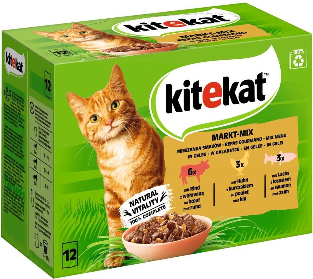 Kitekat 85gx12 Markt-Mix in Gelee Portionsbeutel Multipack