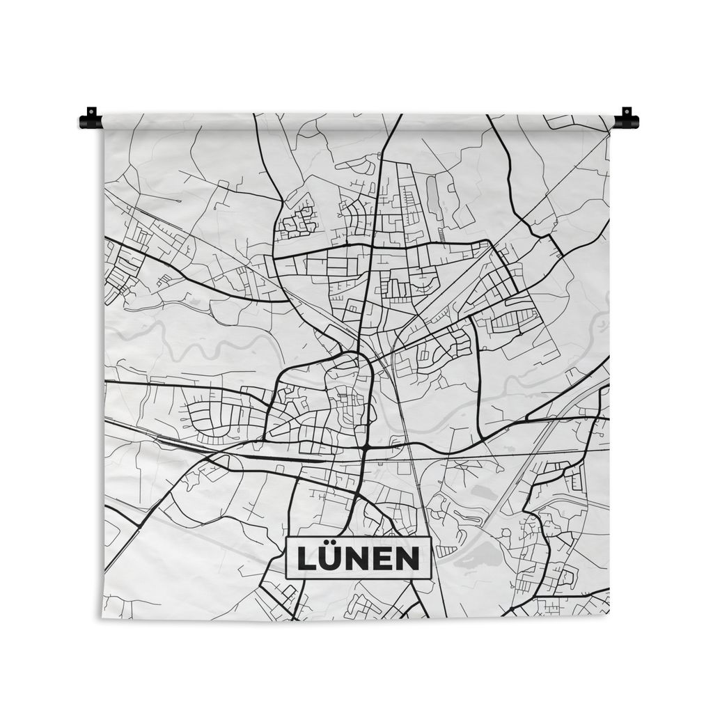 MuchoWow Wandteppich Wandbehang Stadtplan - Karte - Lünen - Karte 150x150 cm Tapisserie Dekoration Wandtuch - Wohnaccessoires - Modernes