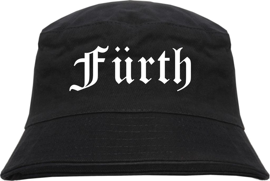 Fürth Fischerhut - Altdeutsch - bedruckt - Bucket Hat Anglerhut Hut L/XL Schwarz