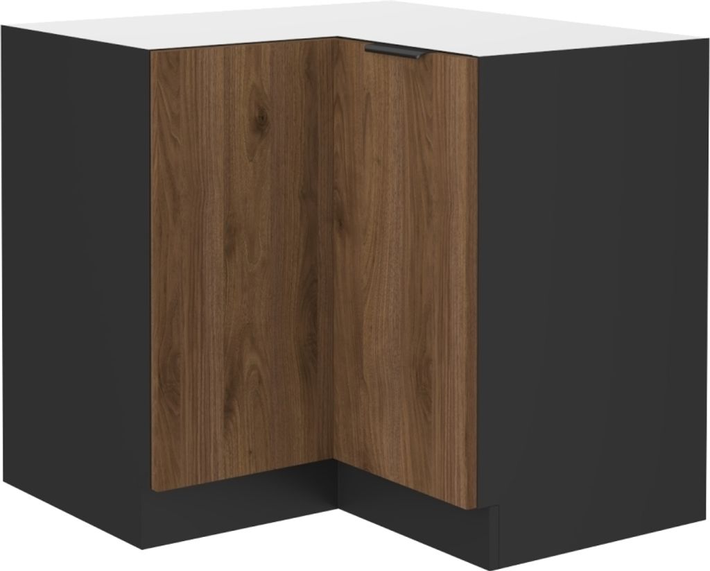 Kondela Unterer Eckküchenschrank Menzo 90x90 DN 2F BB - Schwarz / Walnuss