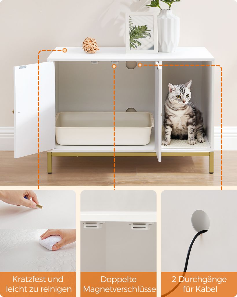 Feandrea Katzenklo-Schrank, Katzentoilette, mit Kratzmatte, Produktbild 6