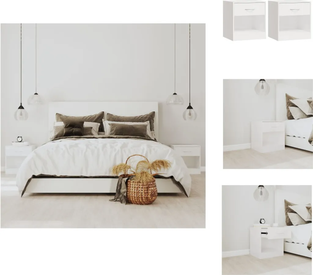 Aménagez votre chambre : 2 tables de nuit blanc brillant avec tiroir