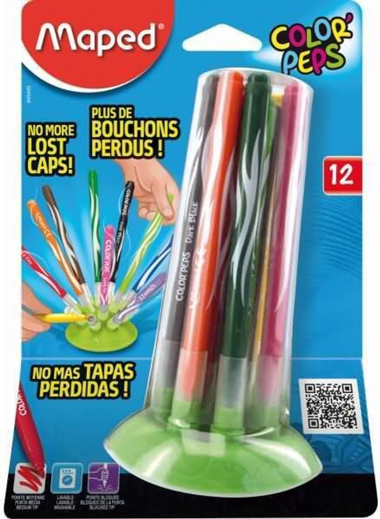 Maped Color'Peps Jungle Innovation, 12-pack Filzstift Schwarz, Blau, Braun, Grün, Orange, Pink, Violett, Rot, Gelb 12 Stück(e)