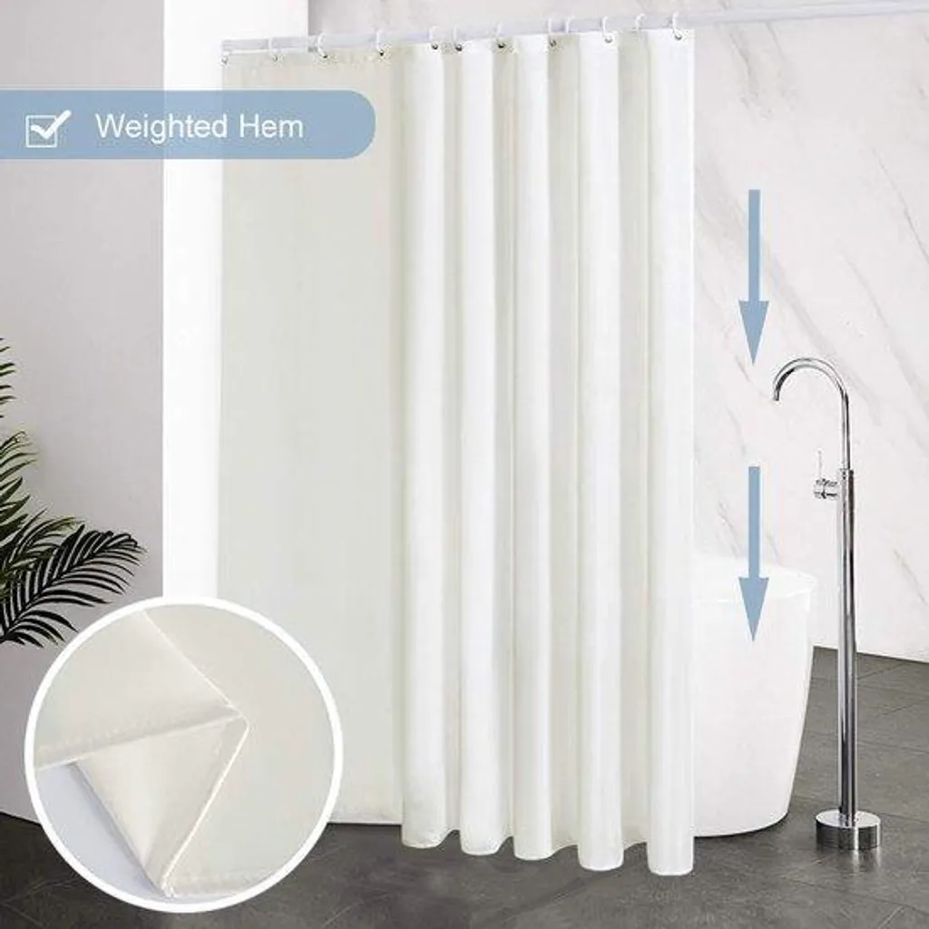 Rideau de douche en tissu déperlant pour baignoire 180x200cm Blanc